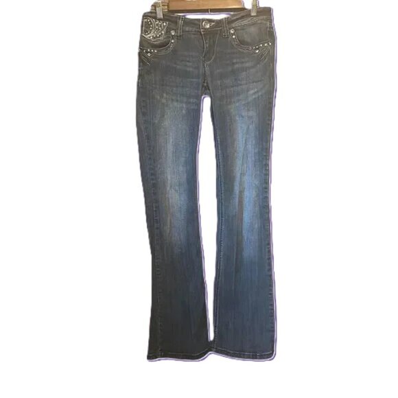 Grace in LA Mid rise, boot cut bling jeans size‎ 7Jr - Picture 6 of 9